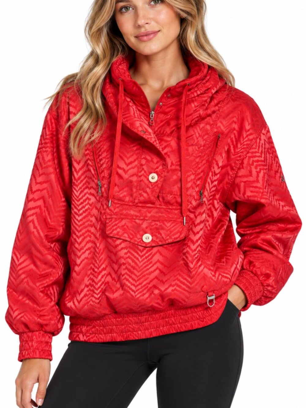 Bogner Vintage Red Pink Chevron Print Ski Jacket Sz 8